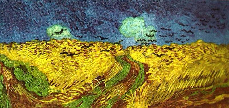 Vincent Van Gogh korpar flygande over sadesfalt oil painting picture